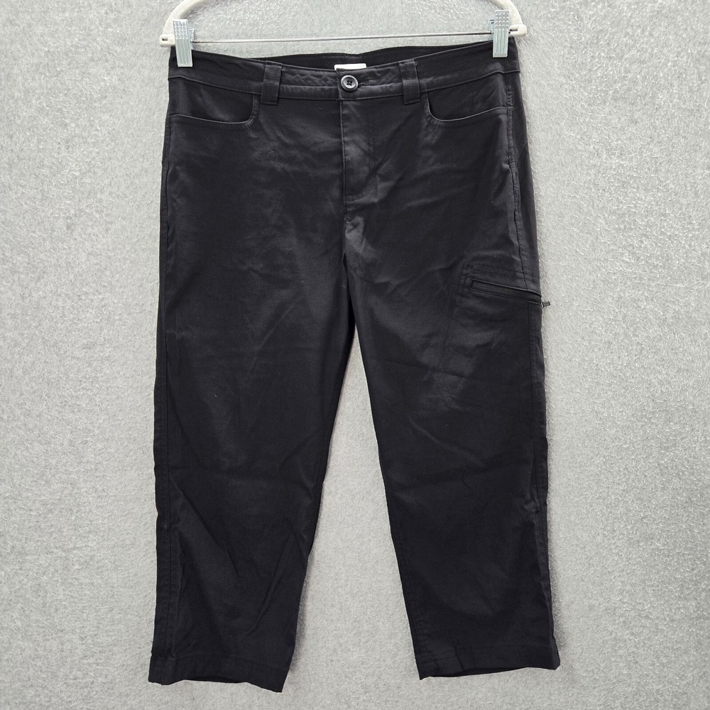 Eddie Bauer Women Pants 8 Black Chino Straight Cropped Cargo Pocket 21 in Inseam